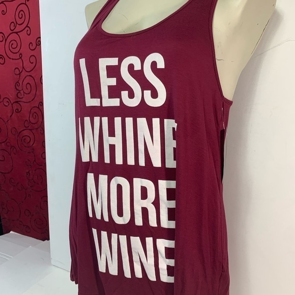 NWT "Less Whine More Wine" Red Tank Top - Picture 2 of 5